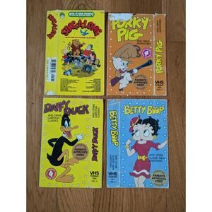 Vintage 1992 Classic Cartoons VHS Cases Betty Boop, Daffy Duck, Porky Pig